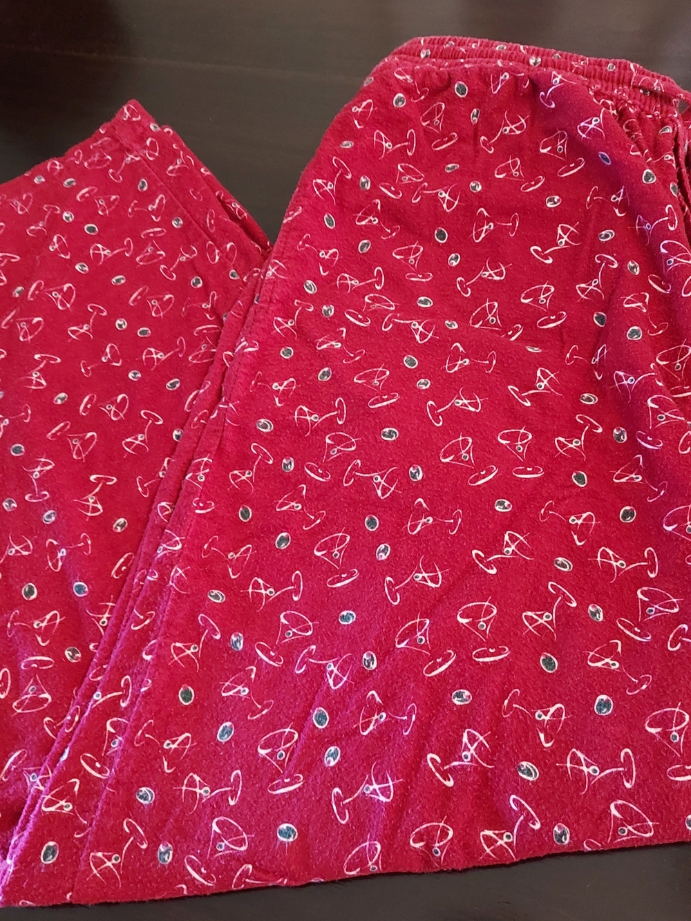 Nautica Maroon Martini Graphic Button-fly Flannel Lounge Pant. Sz. M